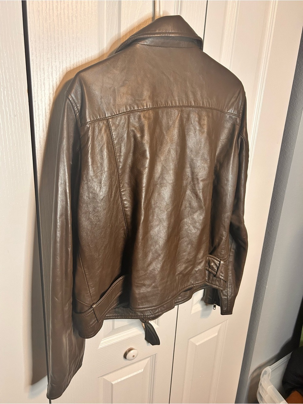 Quince Women’s Size XL Brown 100% Sheep Leather Oversized Biker Jacket Moto - Picture 9 of 9